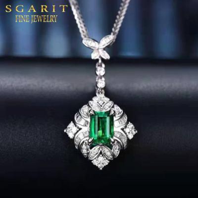 China SGARIT 0.6ct 18k Gold 0.6ct 18k Gold Natural Gemstone Pendant Women Fine Engagement Jewelry Bright Green for sale