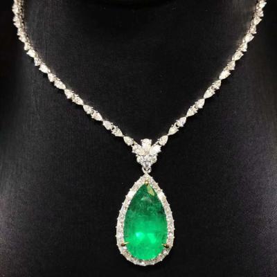 China Customized SGARIT CLASSIC Royal Women Wedding Jewelry 18k Natural Emerald Green 12.45ct Gold Colombia Pendant Necklace for sale