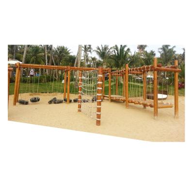 China Wooden Playground Simple Outdoor Playground Equipment With Kids Slide Swing Sets Toys For Kids Play Airport Adventure Boot Camp Racing for sale