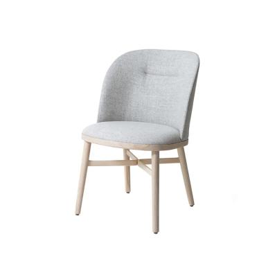 China Modern Nordic Modern Light Gray Fabric Home Coffee Shop Log Leg Dining Chair for sale