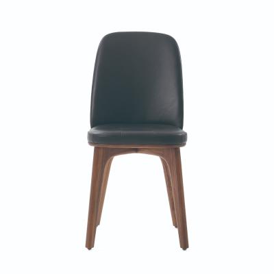 China Modern Popular Design UTL-C064-UP Wooden Leg Dining Leather Chair With Big Backrest for sale