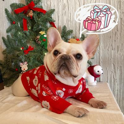 China Bulldog Large Dog Pet Viable New Design Winter Red Christmas Festival Fashion Clothes for sale