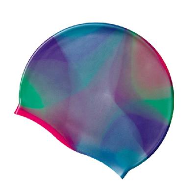 China DOVOD swim cap multicolor cheap price Mixed-color printing silicone swim cap fashion silicone swim cap with logo for sale