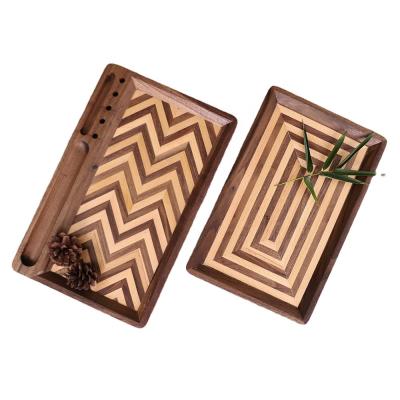 China 2022 Modern New Natural Wooden Tray Durable Herb Cigarette Operation Roll Dish for sale