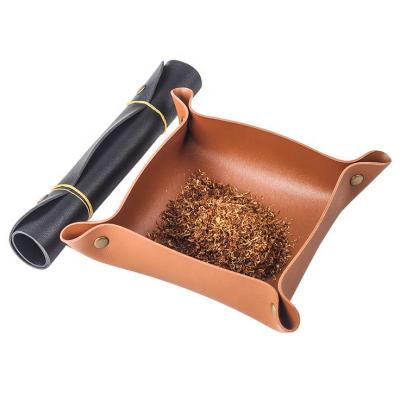 China PU Leather Tobacco Rolling Tray Folding Smoking Pipe Holder Portable Traveling Smoking Accessories for sale