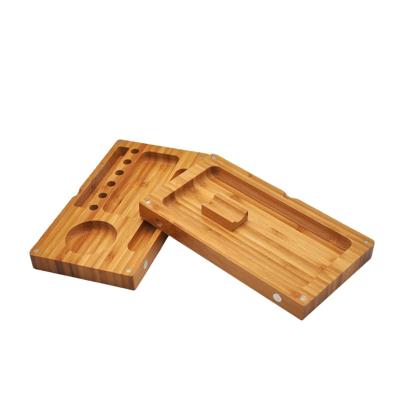 China Custom Logo Design Fashion Smoking Cigarette Box Wooden Bamboo Wooden Roll Tray Smoking Accessories for sale