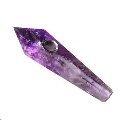 China Modern Hot Selling Amazon Crystal Quartz Smoking Pipe Purple Weed Pipe with Screen Filters for sale