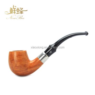 China Durable Wood Carving Wooden Smoking Pipes Briar Perfect Vogue Middle Aged Wooden Tobacco Pipe With Pouch for sale