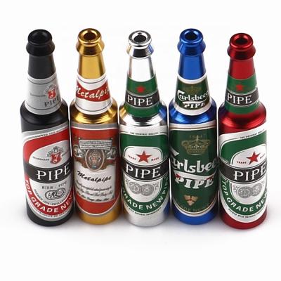 China 2020 Portable Metal Beer Bottle Design Smoking Pipe Metal Smoking Accessories for sale