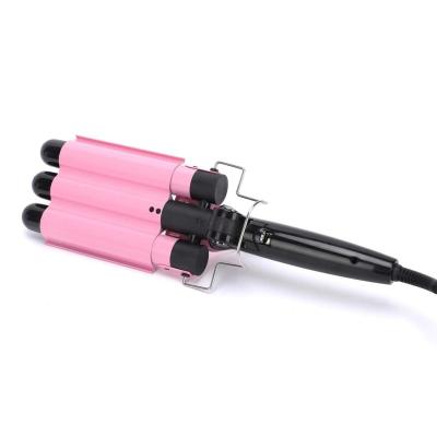 China Hair Curling Home Use Professional Three Barrel Hair Curler Ceramic Body LCD Display Automatic Curling Iron for sale