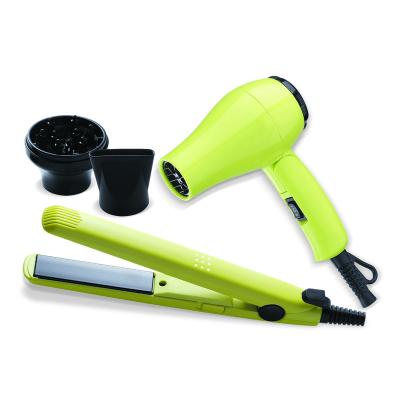 China Foldable Mini Hair Styling Set with Compact Mini Hair Straightener and DC Motor 600W Mini Hair Dryer for sale