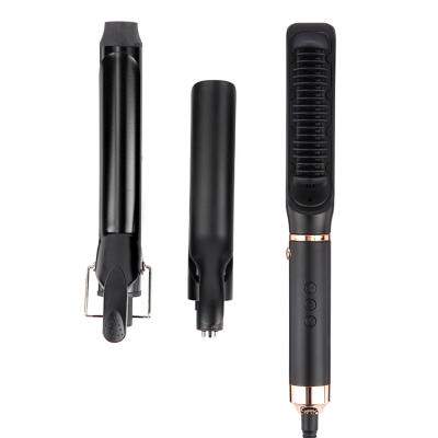 China Others 3 in 1 Styler Ceramic Coating Hair Curling Iron Hair Straightener Comb Electric Straightening Passionate Brush for sale