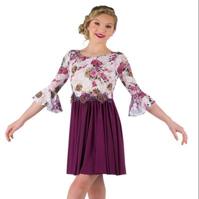 China Contemporary Lyrical Floral Floral Romantic Skirt Dress Women Ladies Girls Dance Dress Recital Show Costume Stage Dance Dress for sale