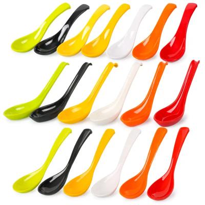 China Food Grade High Quality Logo Parts Soup Spoon Plastic Colorful Melamine Spoon Industrial Custom Plastic Japanese Ramen Spoon for sale