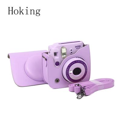 China Fashiontable Hoking Vintage PU Purple Bag With Shoulder Strap For Mini8 Instant Photo Camera for sale