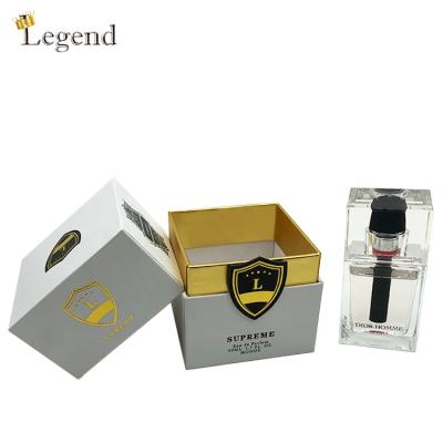 China Recyclable Luxury Plain White Cardboard Gold Foil Packaging Perfume Bottle Custom Perfume Packaging Box for sale