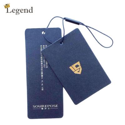 China Recyclable Cheap Price Gold Foil Popular High End Price Logo Tag Paper Card Material Custom Hang Tag Card With String for sale