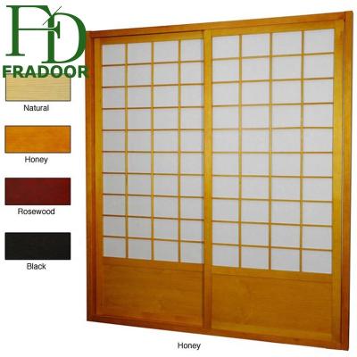 China Waterproof Lattice Solid Wood Shoji Door Japanese Customize Interior Door for sale