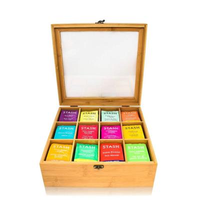 China Hot Selling Organizers Storage Royal Home Drawer Natural Bamboo Wooden Tea Box Recyclable for sale