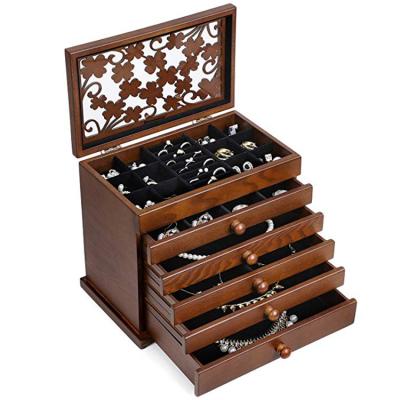 China Factory Price Recyclable Classic Rectangle Folding Solid Wooden Box For Jewelry for sale