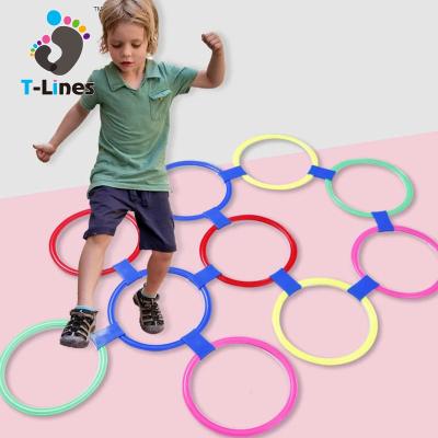 China Outdoor fun game exercise jumping rings sports teacher plays hopscotch game jump children sensory training equipment for sale