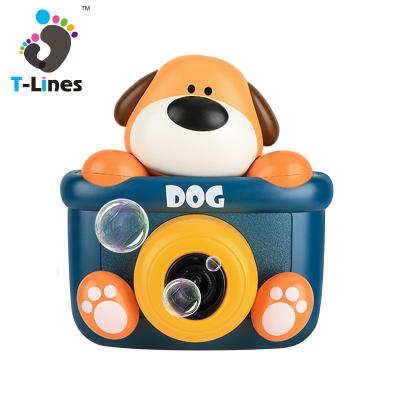 China Kids Summer Bubble Toys Funny Toy Summer Bubble Dog Cardboard 2021 Electric Bubble Camera Outdoor Toy For Children for sale