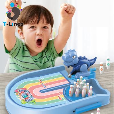 China Indoor Mini Bowling Ball Table Game Toy Desktop Interactive Dinosaur Ejection Shooting Target Toys 25.5*6.2*19cm for sale