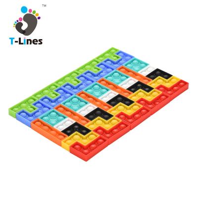 China Building Block 2021 New Push Pop Bubble Game Color Press Multi-game DIY Soft Building Blocks Kids Moving Person Toy Set for sale