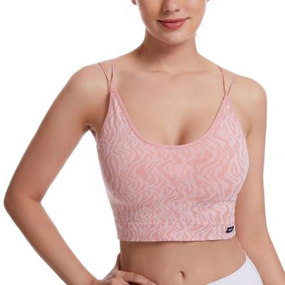 China New Breathable CHALET Design Pink Color Custom Women's High Elastic Compression Built In Sexy Bra Sports Bra Running Bra for sale