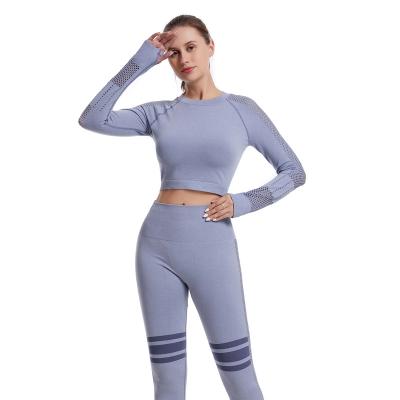 China High Quality Light Gray Running CHALET Yoga Wear Breathable Sports Yoga Pants Women Yoga Suit Wear for sale