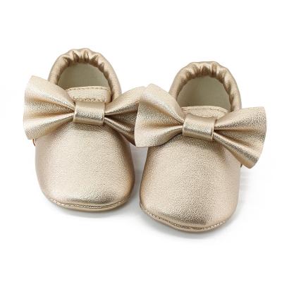 China Flat 16 Colors Bow Butterfly Boutique Baby Little Girls Flat Stylish Shoes PU Casual Shoes For Festival Party for sale