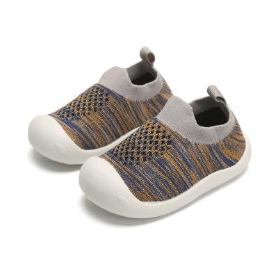 China TPR Anti-Slippery Knitted Upper Soft Sole Easy To Wear Lovely Style Kids Boys Shoes Breathable Sneakers for sale