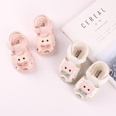 China Cute Cat Sandals Beige Summer Girls Flat Non-slip Rubber Soft Unique Sandals for sale