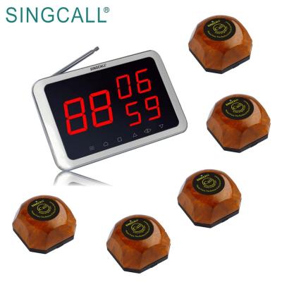 China Table Bell Restaurant SINGCALL 5 Pcs and 1 APE1300 Pager PC Receiver Calls Wireless System Room Call System for sale