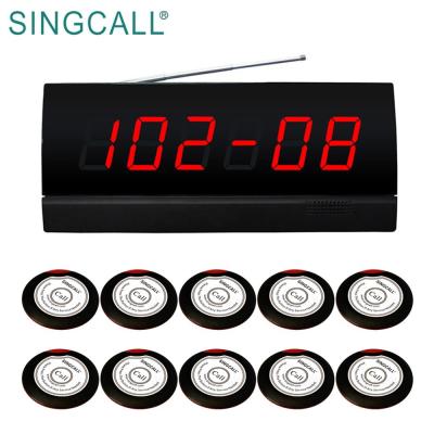 China Large Size SINGCALL Screen Restaurant Pager Waitress Call Buzzer Coaster With LED Display for sale