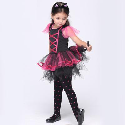 China Breathable Animal Halloween Carnival Party Costume Pink Cat Dresses For Girls for sale