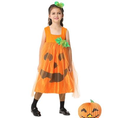 China Factory Price Halloween Pumpkin Soft Girl Costume Fancy Dress Halloween Witch Costume For Kids Fairy Witch Costume for sale