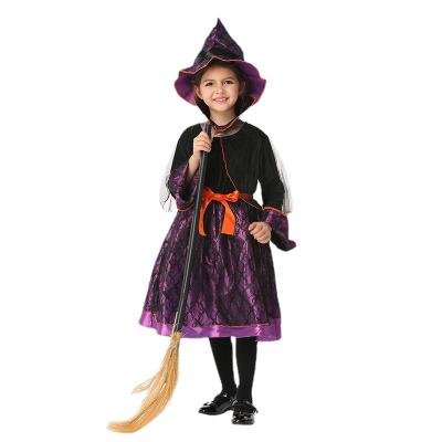 China Halloween Girls Breathable Cosplay Dress Up Dresses Kids Orange Magic Star Devil Costume Witch Dress Witch Costumes for sale