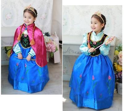 China Princess Long Cloak Anna Girl Party Dress Elsa Anna Costume 2 TV& Cosplay New Cosplay Cartoon Costume Children for sale