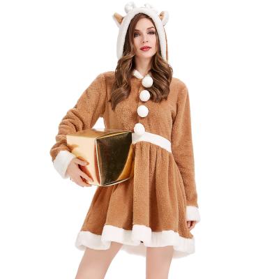 China Wholesale Breathable Animal Cosplay Deer Costume Adult Carnival Tutu Dress Brown With Horn Christmas Elk Reindeer CostumeH for sale