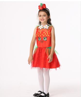 China Breathable Customized Kids Strawberry Dress Suits Sweet And Cute Girls For Kids for sale