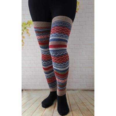 China TA21506 Custom High Quality Winter Women's 100% Nylon Thigh High Knit Bohemian Leg Warmers for sale