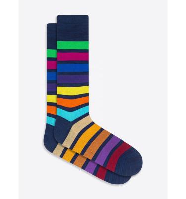 China Fashion High Quality Mercerized Logo Fashion High Quality QUICK DRY Custom Cotton Colorful Striped Striped Men's Funny Socks Long for sale