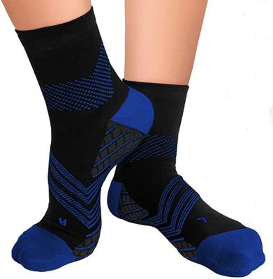 China QUICK DRY THETA Fasciitis Foot Arch Support Compression Blue Black Blue Plantar Nylon Socks for sale