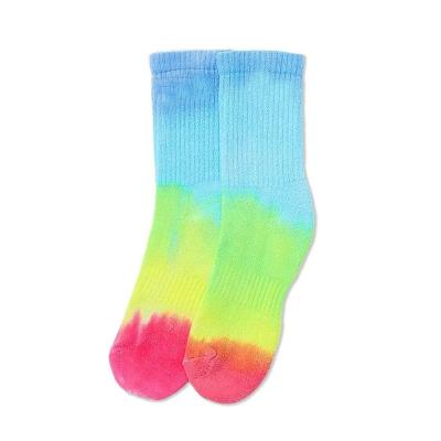 China QUICK DRY High Quality Custom Print Tie Dye Rainbow THETA Novelty Polyester Embroidery Colorful Socks for sale