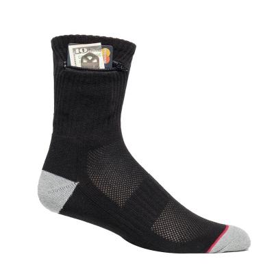 China Wholesale QUICK DRY Black Mid Cushion Crew Performance Cotton TC TA21512 Pocket Zipper Athletic Socks For Men for sale