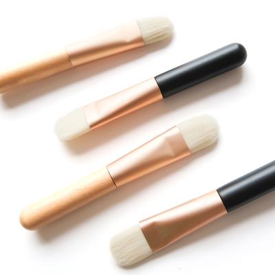 China Private Label Brush Head Mini Mask Brushes Short Wooden Handle Facial Mask Brush Small Foundation Makeup Brushes Logo Customized for sale