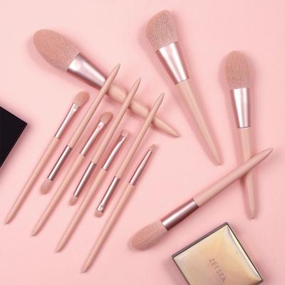 China A variety of makeup brushes can meet the daily needs of pink wooden handle makeup private label synthetic nylon hair makeup brush for ladies make up tool 11pcs for sale