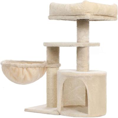 China High Quality Stocked Sleeping Bed Climbing Cat Tree House Wooden Tower for Cat Climbing Bed for sale