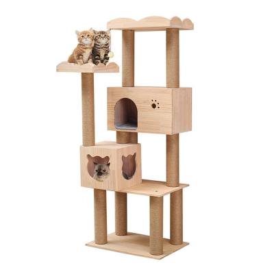 China Hot Selling Home Style Natural Pet Sisal Scratch Pet Stocked Climbing Housing Cat Tree Tower for sale